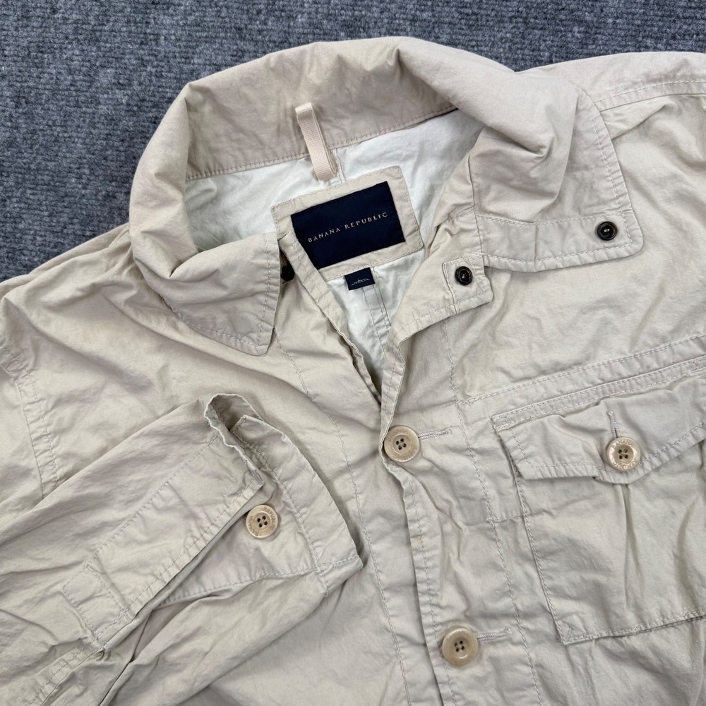 Banana Republic Utility Safari Jacket Large Beige Lightweight Travel Flaw Men's
